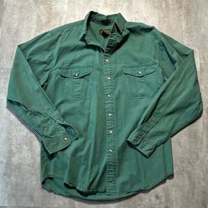 Vintage 80s Eddie Bauer Rufton Twill Button Shirt Mens Large Green